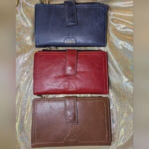 Lodis Women's Leather Wallet - Navy, Red, OR Brown